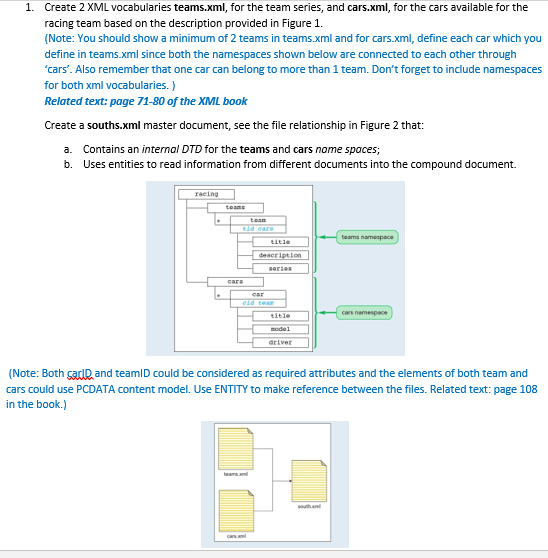 Solved 1. Create 2 XML vocabularies teams.xml, for the team