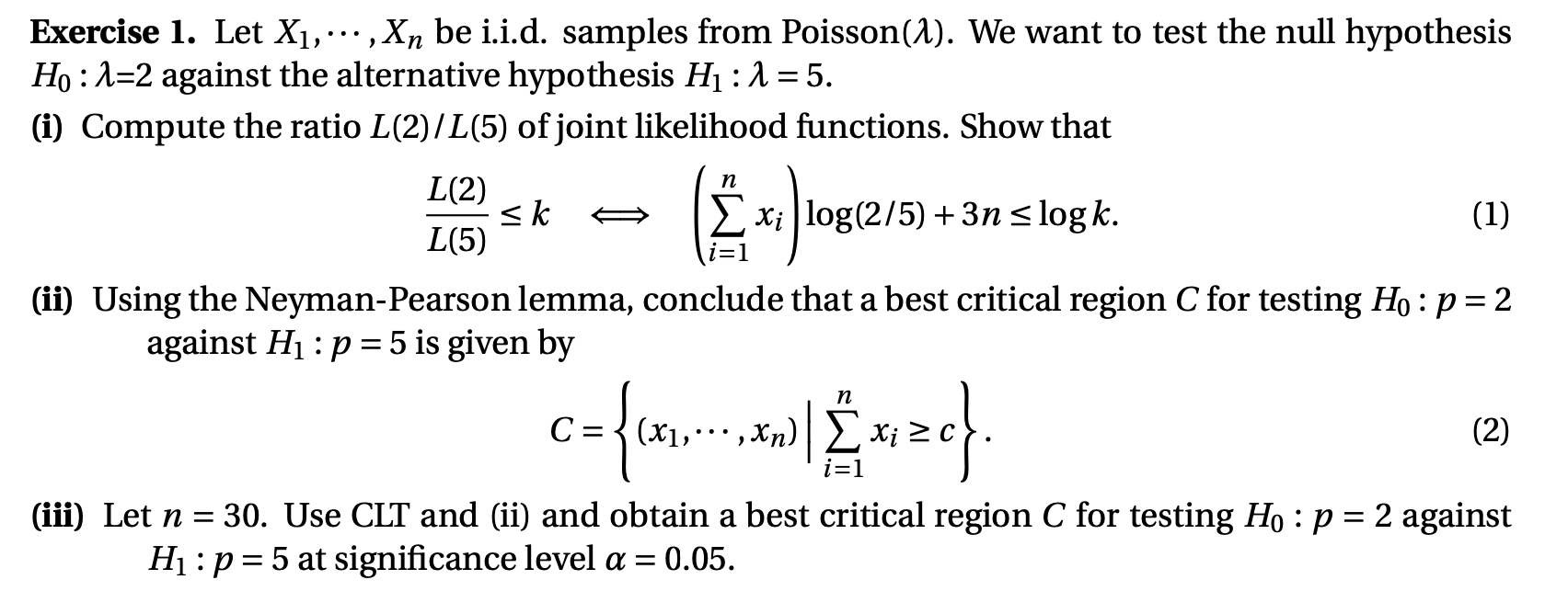 Solved Exercise 1. Let X1, ... , Xn Be I.i.d. Samples From | Chegg.com