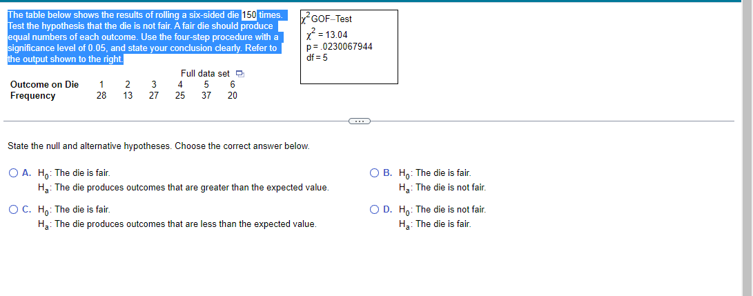 Solved -test statistic/ x2=? -p-value=? (rounded to 4 | Chegg.com
