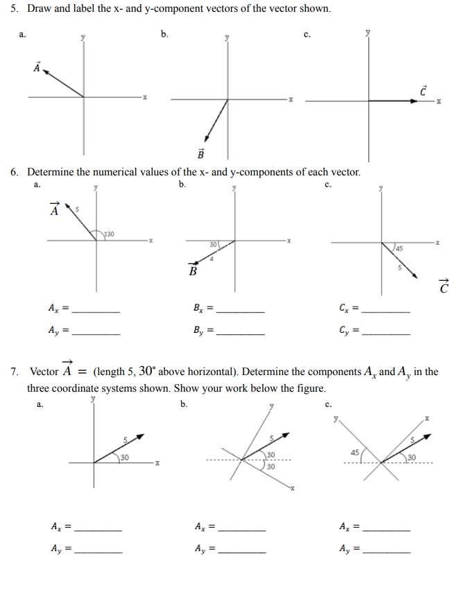 Solved 5. Draw and label the x- and y-component vectors of | Chegg.com