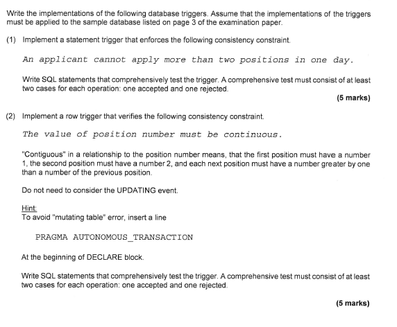 Solved The schemas of relational tables, specifications of | Chegg.com