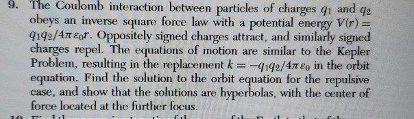 Solved 9. The Coulomb interaction between particles of | Chegg.com