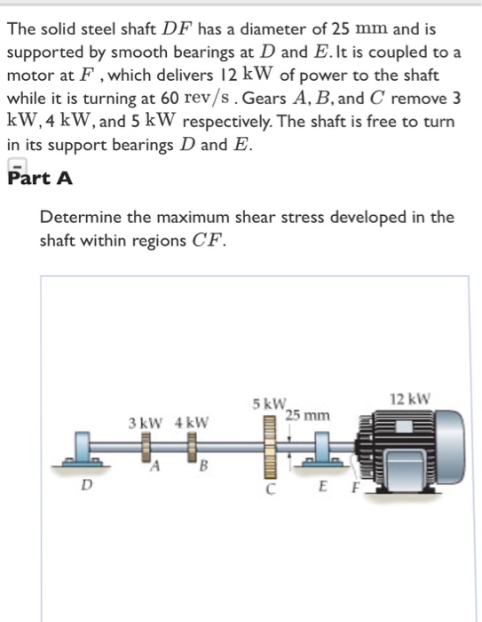 Solved The solid steel shaft DF has a diameter of 25 mm and | Chegg.com