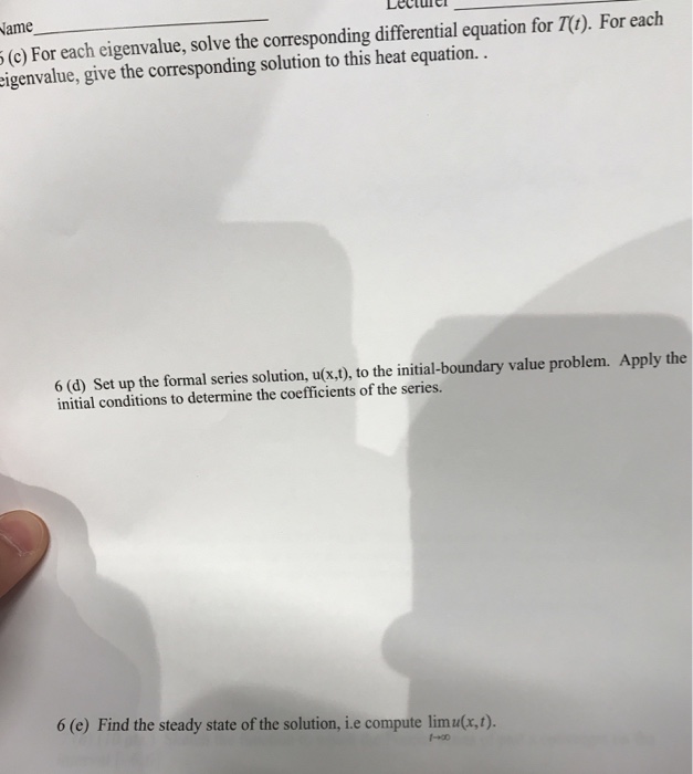 Solved Name Lecturer 6 (25 pts.) Given the following | Chegg.com