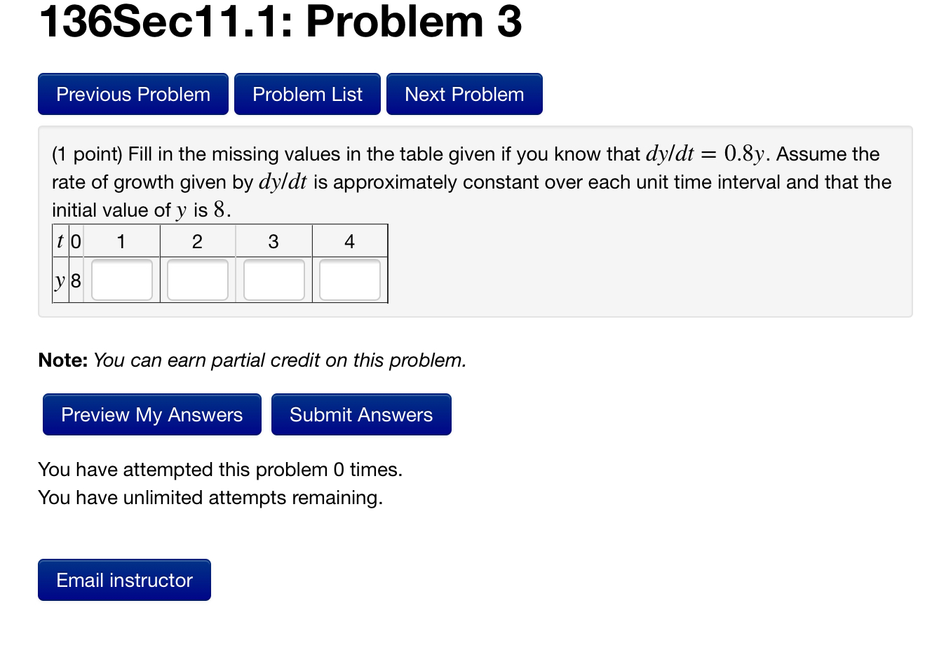 Solved 136Sec11.1: Problem 3 Previous Problem Problem List | Chegg.com