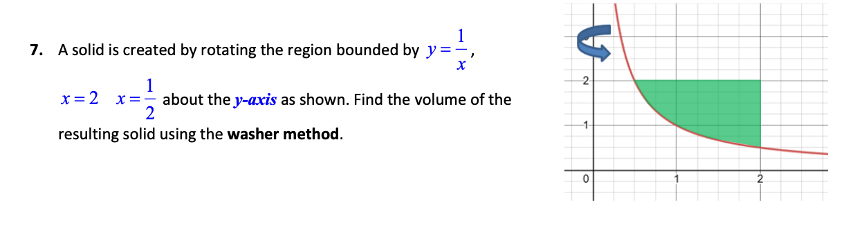 Solved 7. A solid is created by rotating the region bounded | Chegg.com