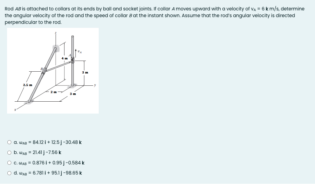 Solved Rod AB Is Attached To Collars At Its Ends By Ball And | Chegg.com