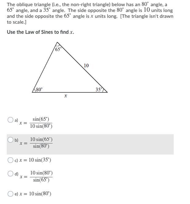 Solved The oblique triangle (i.e., the nonright triangle)