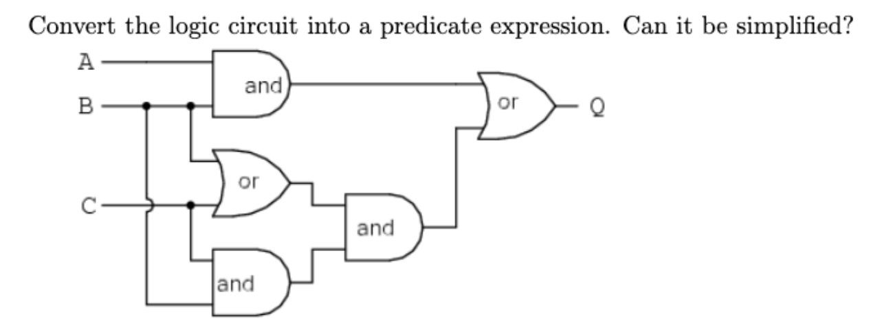 Solved Convert the logic circuit into a predicate | Chegg.com