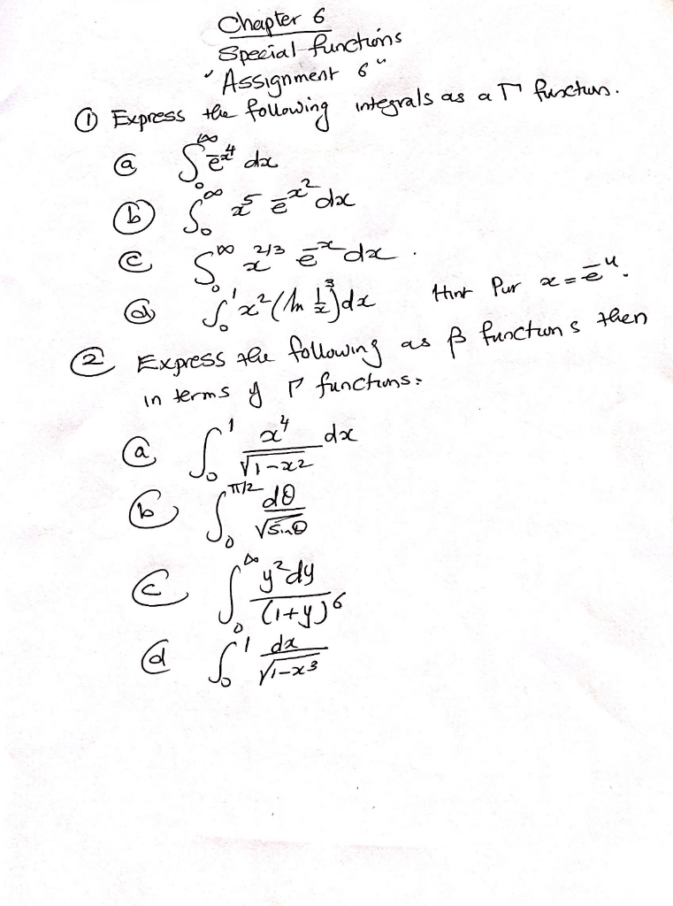 special functions assignment