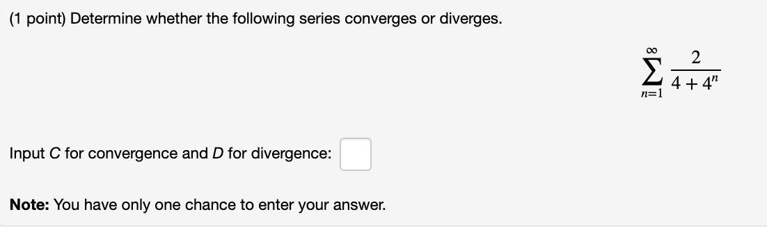 Solved 1 Point Determine Whether The Following Series 7260