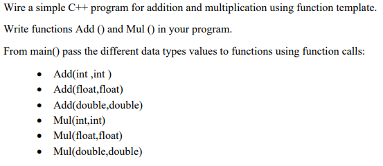 Solved Wire a simple C++ program for addition and | Chegg.com