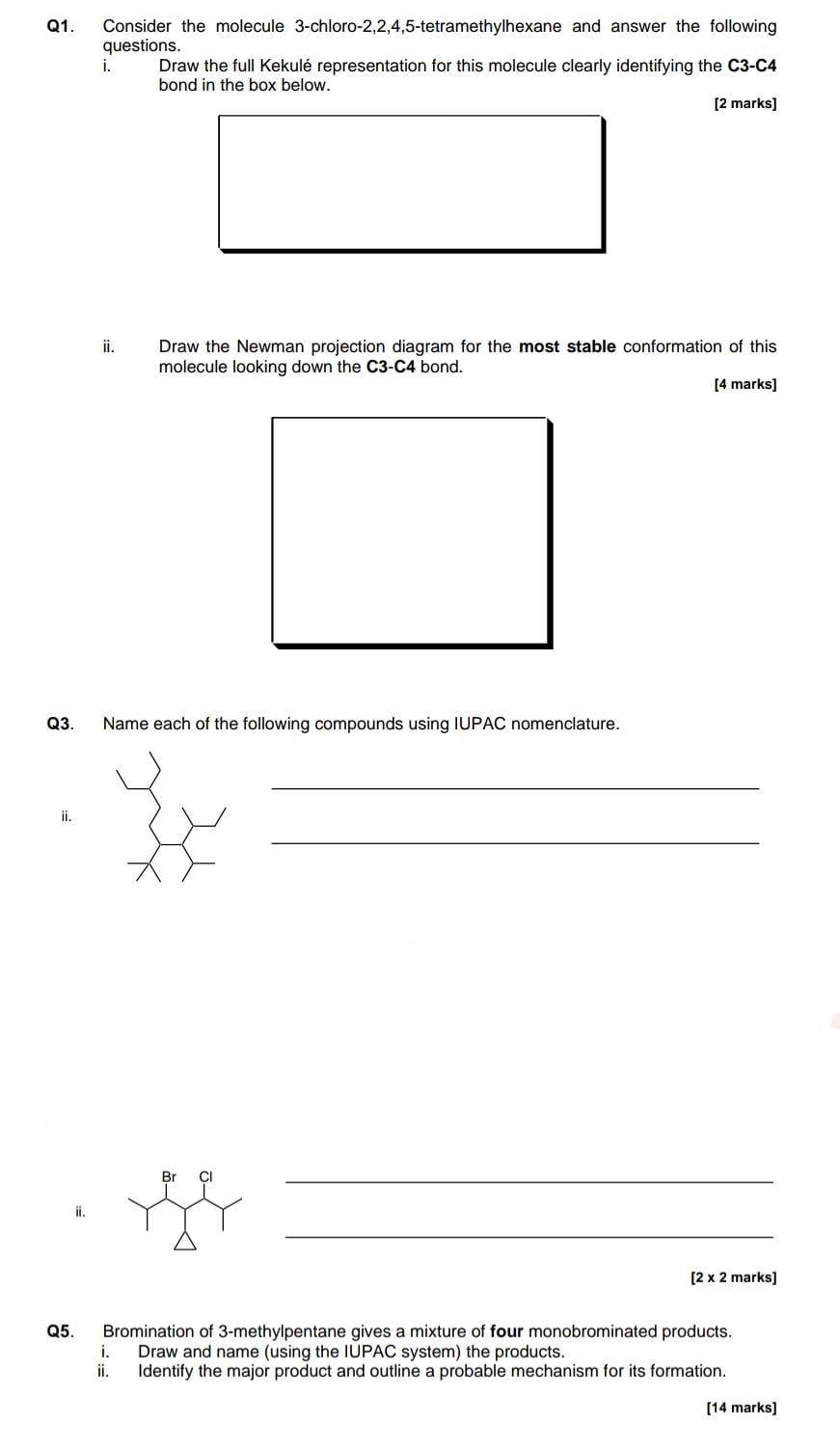 Solved Q1. Consider the molecule | Chegg.com