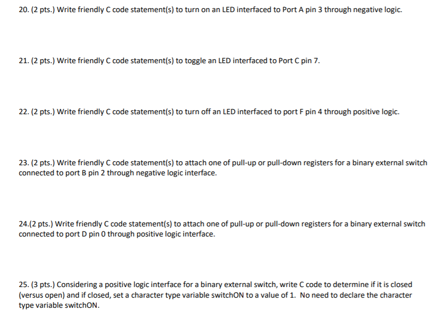20. (2 pts.) Write friendly C code statement(s) to | Chegg.com