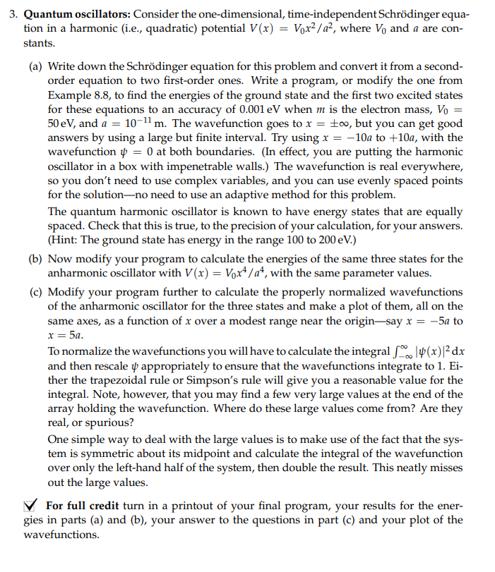 Solved 3. Quantum oscillators: Consider the one-dimensional, | Chegg.com