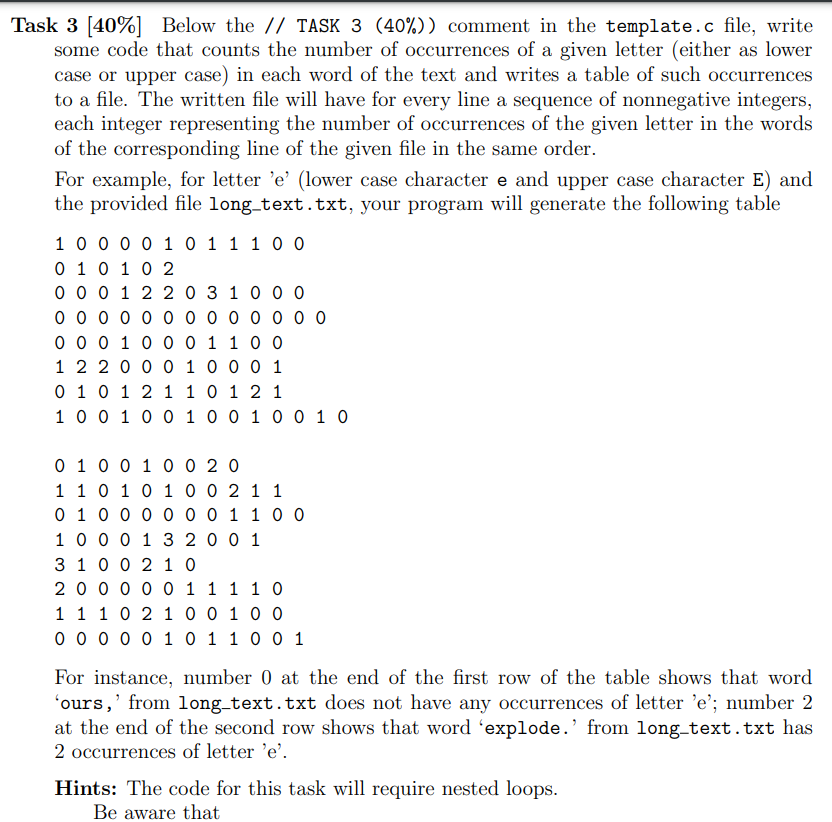 Solved Task 3 (40%] Below the // TASK 3 (40%)) comment in | Chegg.com