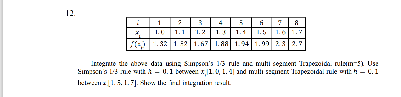 Solved 12. 1 2 3 5 6 4 1.3 7 8 1.6 1.7 X 1.0 1.1 1.2 1.4 1.5 | Chegg.com