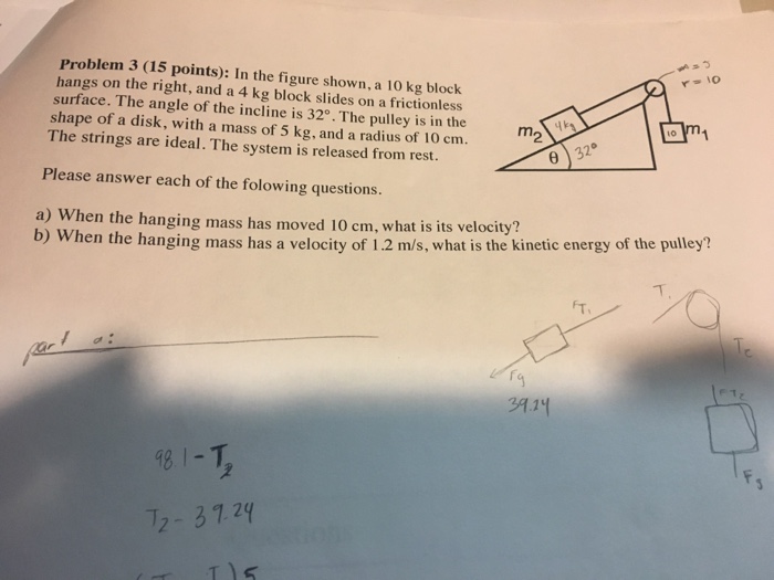 Solved Problem 3 (15 points): In the figure shown, a 10 kg | Chegg.com