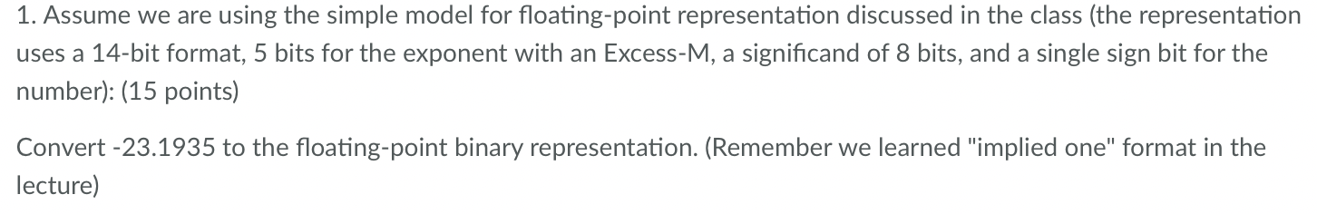 Solved 1. Assume we are using the simple model for | Chegg.com