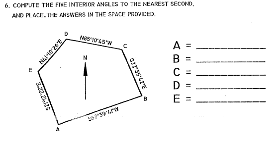 Solved 6. COMPUTE THE FIVE INTERIOR ANGLES TO THE NEAREST | Chegg.com
