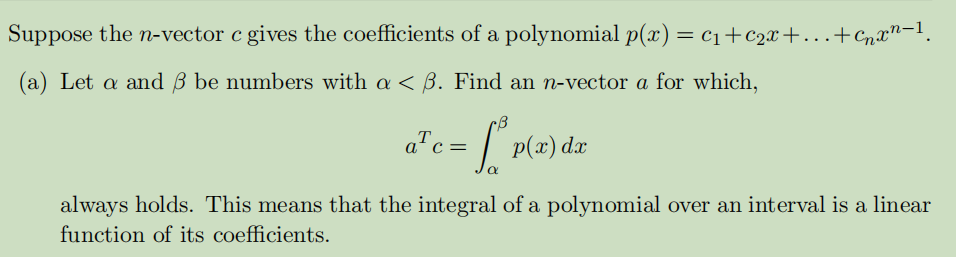 Solved Suppose The N Vector C Gives The Coefficients Of A Chegg Com