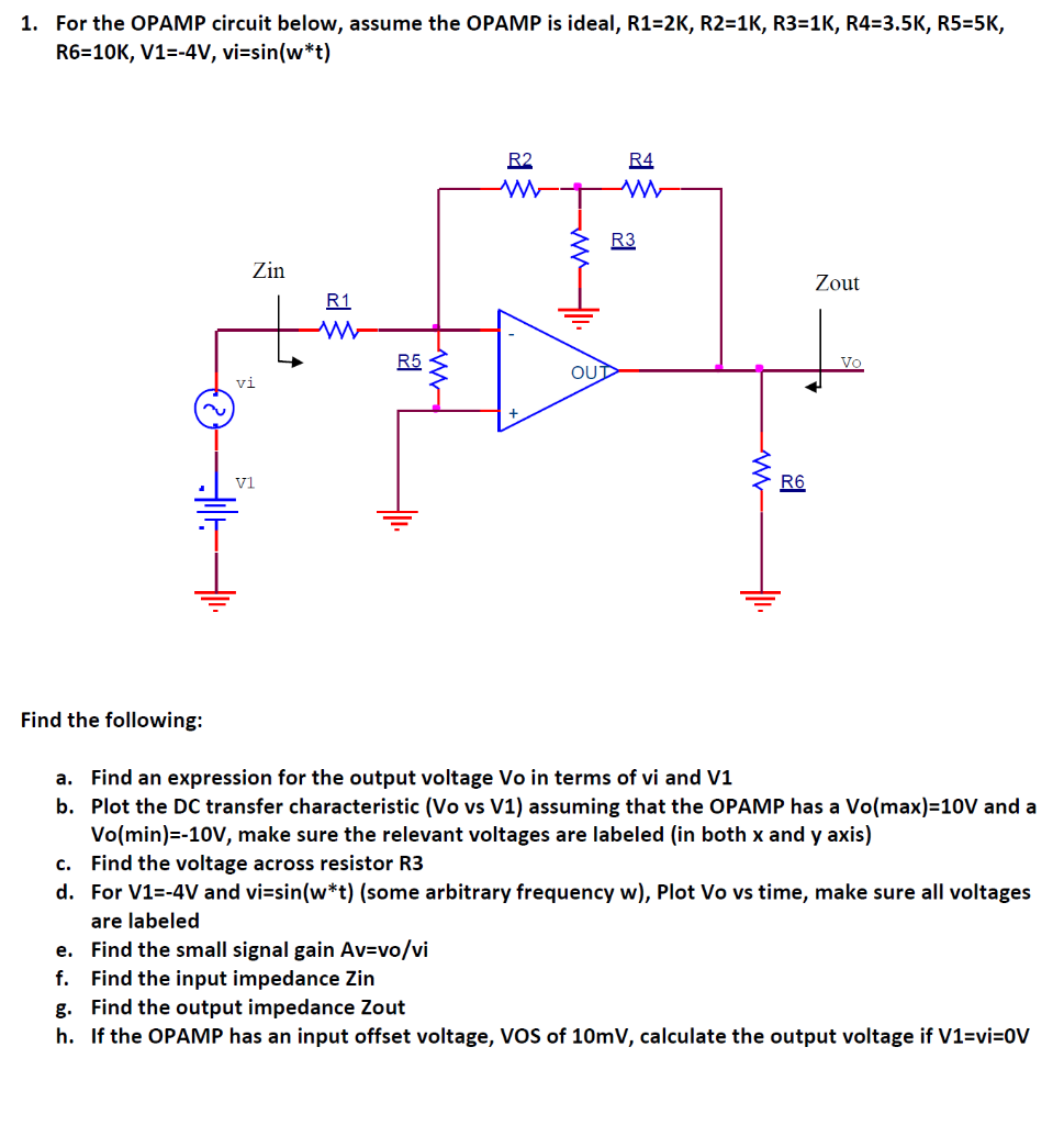 Solved 1. For the OPAMP circuit below, assume the OPAMP is | Chegg.com