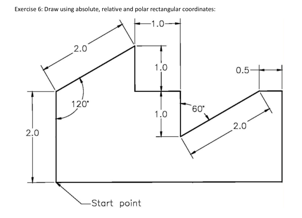 Solved Exercise 6: Draw using absolute, relative and polar | Chegg.com