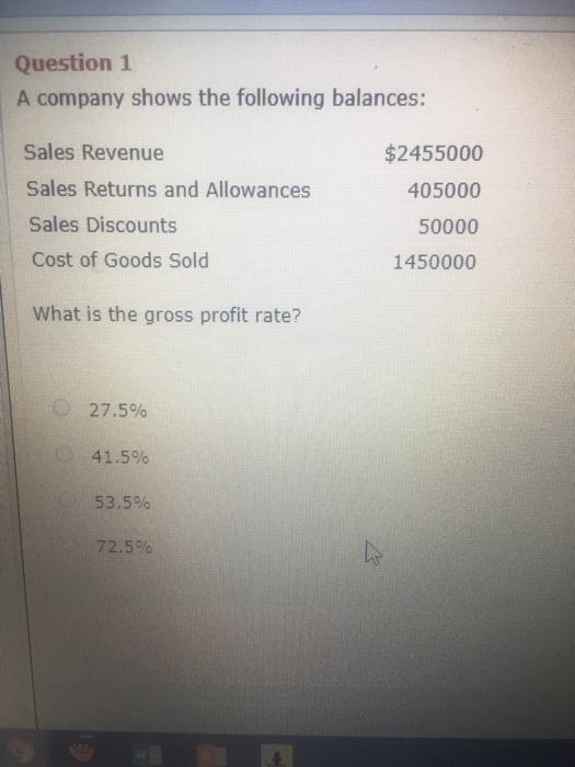 Solved Question 1 A company shows the following balances
