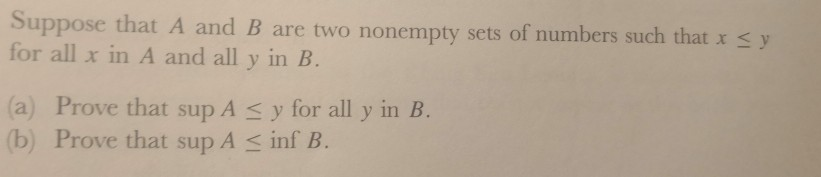 Solved Suppose That A And B Are Two Nonempty Sets Of Numbers | Chegg.com