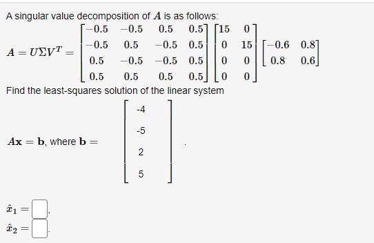 Solved A Singular Value Decomposition Of A Is As Follows: | Chegg.com