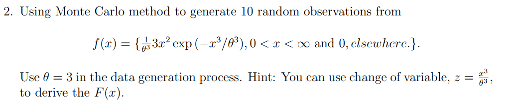 Solved Using Monte Carlo method to generate 10 random | Chegg.com
