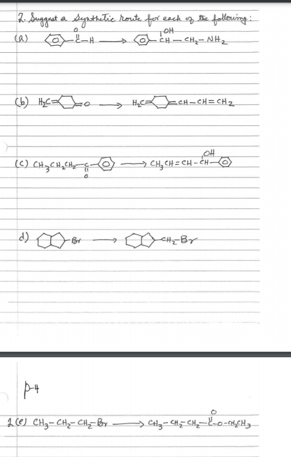 Solved 2. Suggest a Synthetic route for each of the | Chegg.com