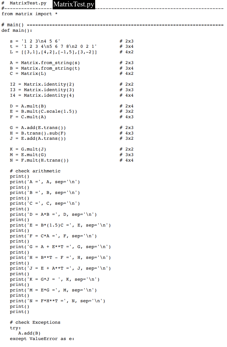 Solved # Matrix.py Matrix.py This module provides functions | Chegg.com