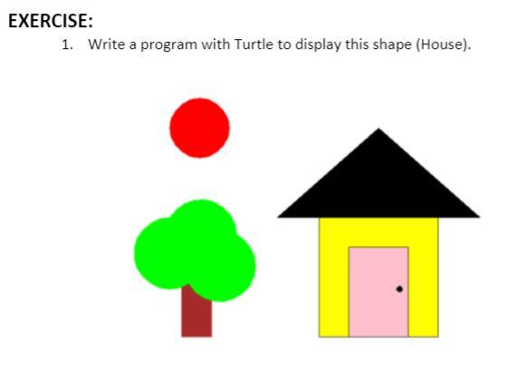 Solved EXERCISE: 1. Write a program with Turtle to display | Chegg.com