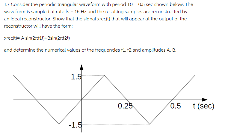Solved 1.7 Consider the periodic triangular waveform with | Chegg.com