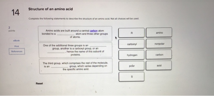 Solved Structure of an amino acid 14 Complete the following | Chegg.com