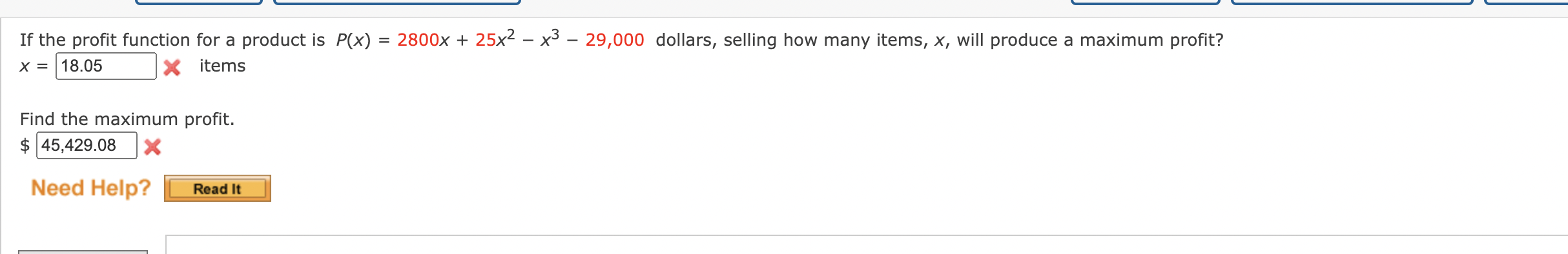 Solved If the profit function for a product is | Chegg.com