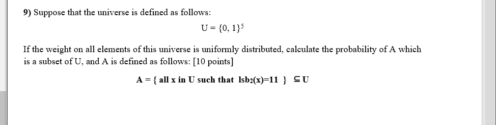 Solved 9) Suppose that the universe is defined as follows: | Chegg.com