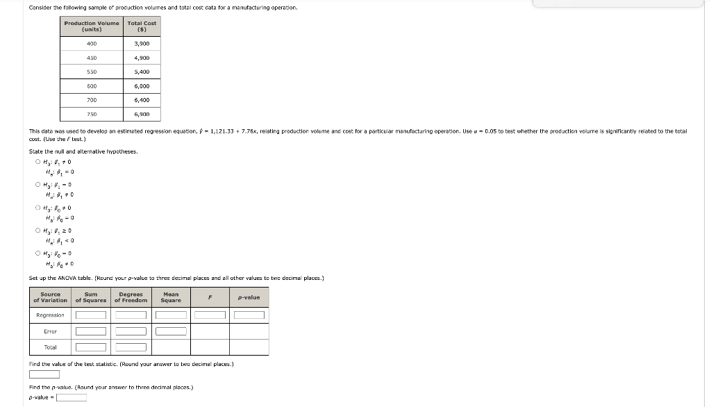 Solved Consider the following sample of production volumes | Chegg.com