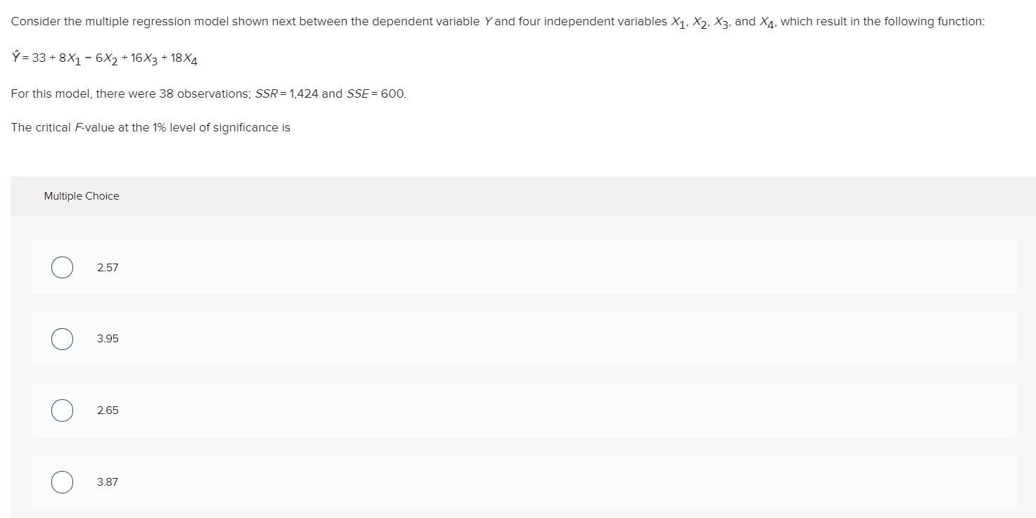 Solved Consider the multiple regression model shown next | Chegg.com