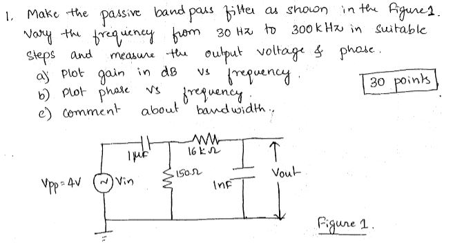 Solved 1. Make the passive band pass filter as shown as | Chegg.com