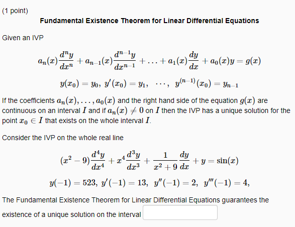 Solved Fundamental Existence Theorem For Linear 0465