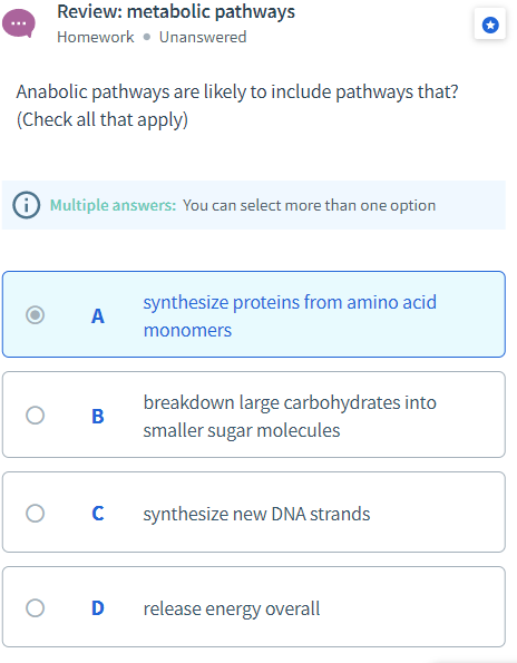 Solved Review: metabolic pathways Homework Unanswered | Chegg.com