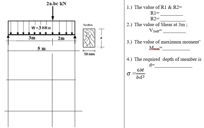 Solved The 5 m simply supported beam carries uniform load of | Chegg.com