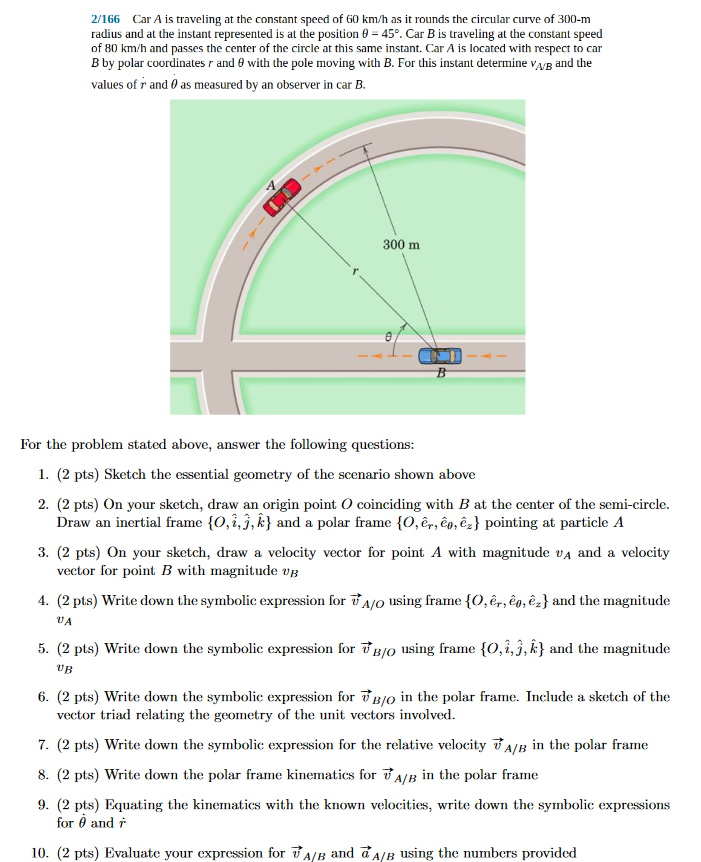 Solved 2/166 Car A is traveling at the constant speed of 60