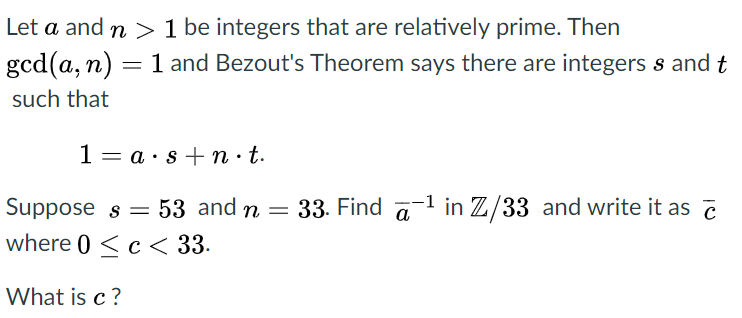 Solved Let A And N > 1 Be Integers That Are Relatively | Chegg.com