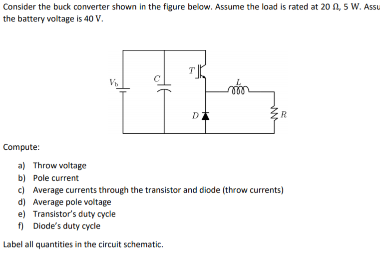 Solved Consider the buck converter shown in the figure | Chegg.com