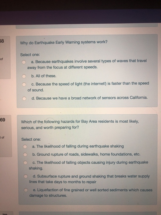 Solved 38 Why do Earthquake Early Warning systems work?
