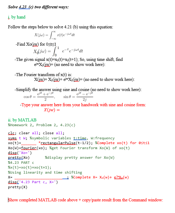 Solve 4 23 C Two Different Ways į By Hand Foll Chegg Com