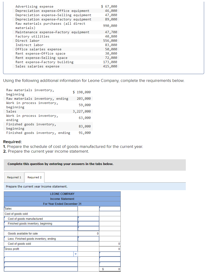 Solved Using the following additional information for Leone